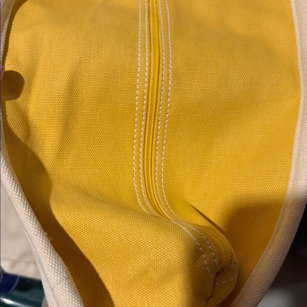 Lands End zip top tote beige and gold zip top Canvas Tote Bag - Picture 6 of 8